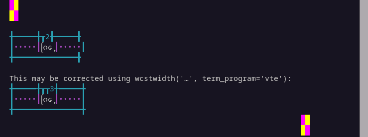 Terminal screenshot of the rendering discrepancy
