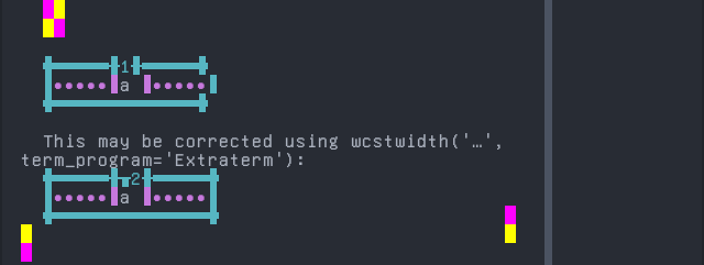 Terminal screenshot of the rendering discrepancy
